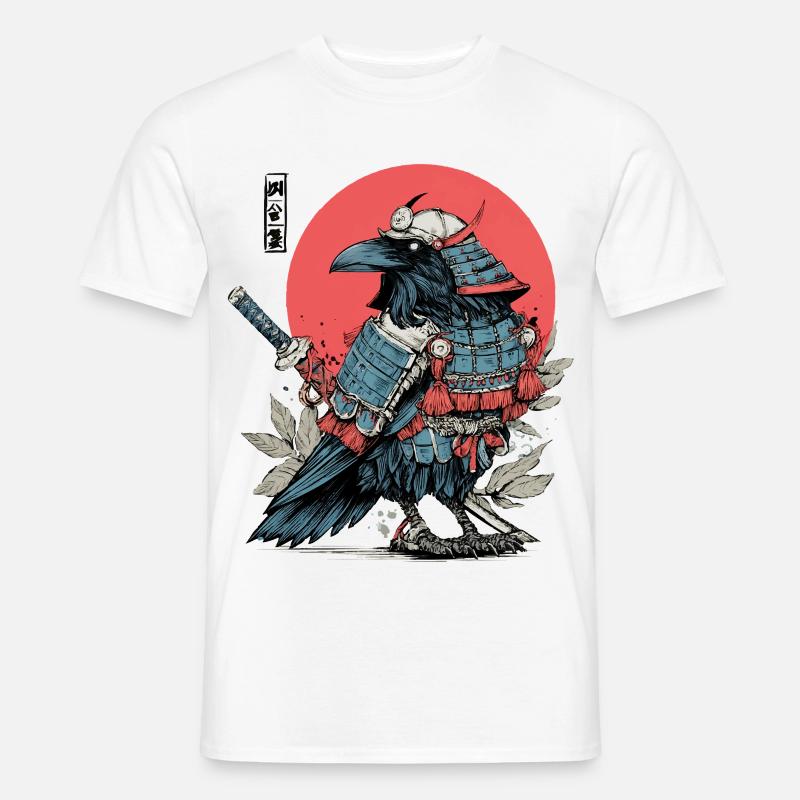 Karmesinrote Samurai-Rabenrüstung - Männer T-Shirt - Weiß