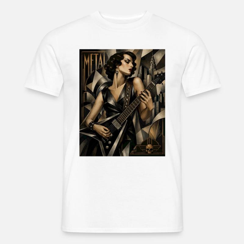 Gothic Gitarrenheldin Deco Stil - Männer T-Shirt - Weiß