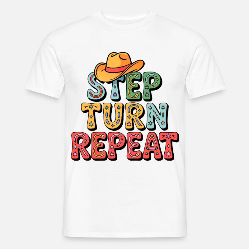 Line Dance Step Turn Repeat - Men’s T-shirt - white