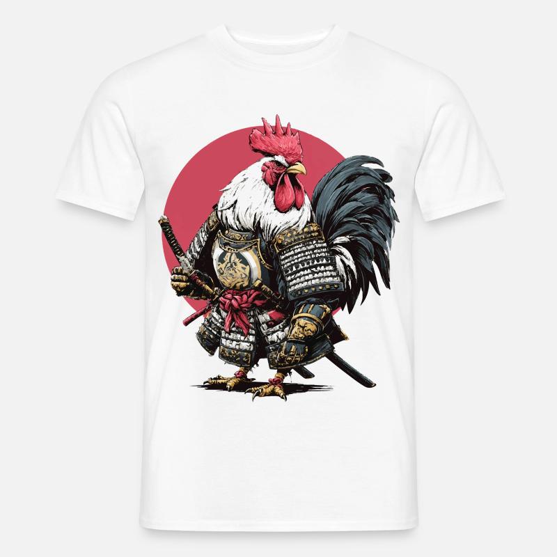 Hahn-Samurai-Rüstung - Männer T-Shirt - Weiß