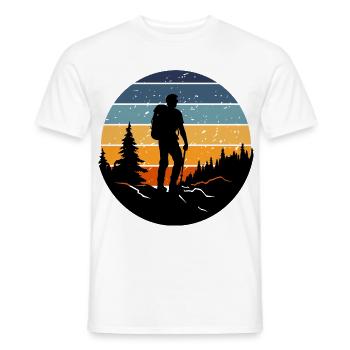 Hiker silhouette reclining retro forest - Men's T-Shirt - white - Front - AI Model Male 178 dark (178cm)