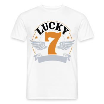 Lucky 7 – Customizable biker design - Men's T-Shirt - white - Front - AI Model Male 178 dark (178cm)