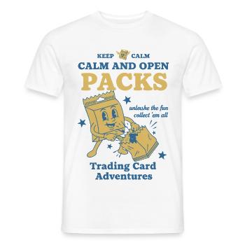 Calm And Open Packs Trading Card Adventures - Men's T-Shirt - white - Front - AI Model Male 178 dark (178cm)