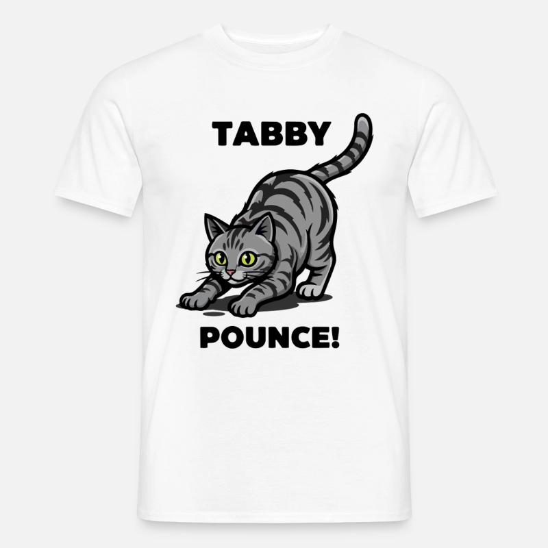 Tigerkatze Tabby springt Katzenjagd - Männer T-Shirt - Weiß