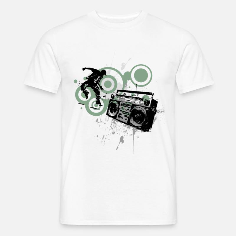 Boombox Graffiti Retro Circles Frutiger Metro - Männer T-Shirt - Weiß