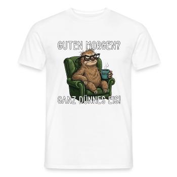 Guten Morgen Ganz Dünnes Eis Faultier im Sessel - Männer T-Shirt - Weiß - Vorne - AI Model Male 178 dark (178cm)