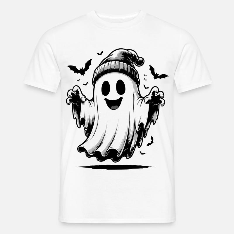 Geist mit Strickmütze - Männer T-Shirt - Weiß
