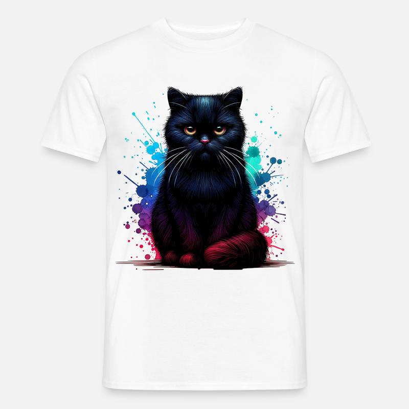 Schwarze Katze Geschenk - Männer T-Shirt - Weiß