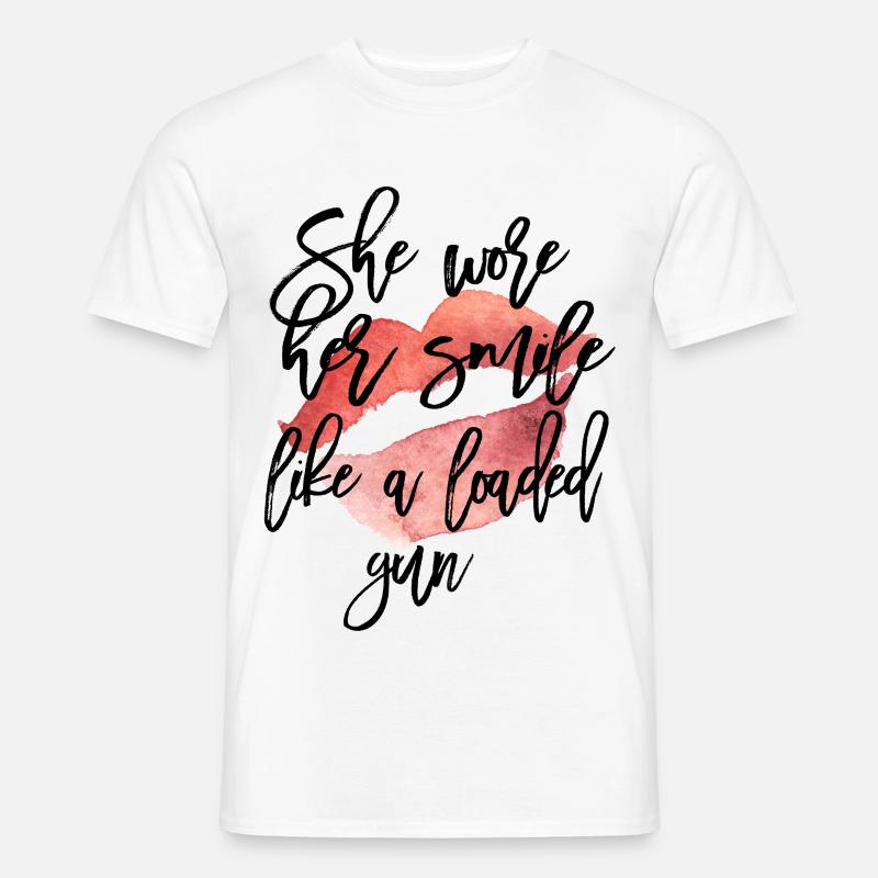 Baiser à lèvres aquarelle avec script - T-shirt homme - blanc