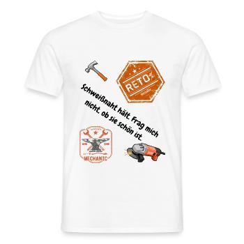 Schlosser Shirt: Passt nicht? Wird passend gemacht - Männer T-Shirt - Weiß - Vorne - AI Model Male 178 dark (178cm)