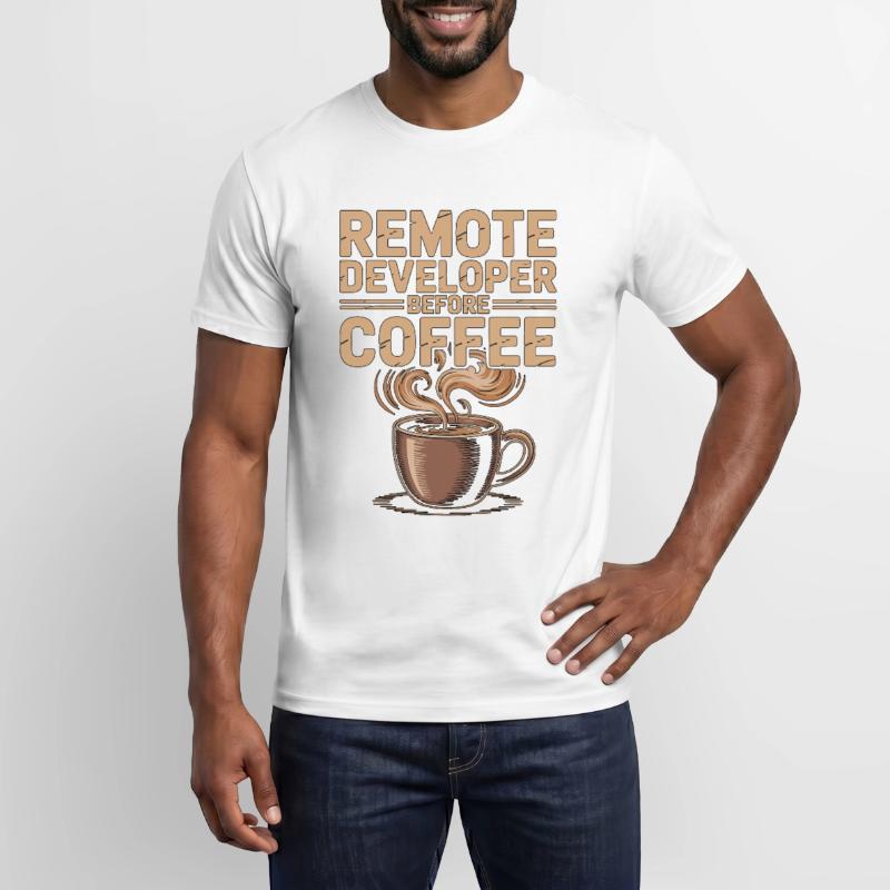 Remote Developer Before Remote Coder Coffee Lover Männer T-Shirt
