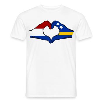 Holland Curacao Flagge Hände Herzform used - Männer T-Shirt - Weiß - Vorne - AI Model Male 178 dark (178cm)