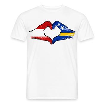 Oesterreich_Curacao_Flagge_Haende_Herzform_used - T-shirt homme - blanc - Devant - AI Model Male 178 dark (178cm)