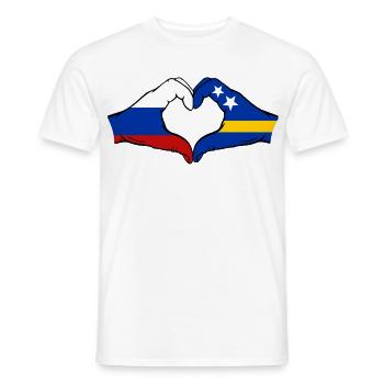 Russland_Curacao_Flagge_Hände_Herzform - T-shirt homme - blanc - Devant - AI Model Male 178 dark (178cm)