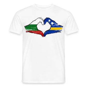 Bulgaria Curacao flag hands heart shape used - Men's T-Shirt - white - Front - AI Model Male 178 dark (178cm)