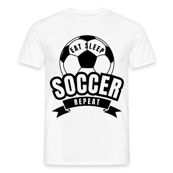 EAT SLEEP SOCCER REPEAT  - Men's T-Shirt - white - Front - AI Model Male 178 dark (178cm)