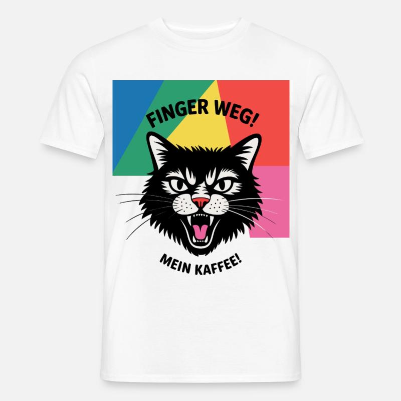 Katzen Kaffee Fun - Männer T-Shirt - Weiß