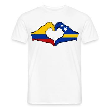 Colombia Curacao Flag Hands Heart Shape - Men's T-Shirt - white - Front - AI Model Male 178 dark (178cm)