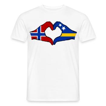 Norway Curacao Flag Hands Heart Shape - Men's T-Shirt - white - Front - AI Model Male 178 dark (178cm)