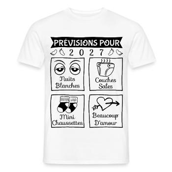 Prévisions pour 2027, future mama, futur papa 2027 - T-shirt homme - blanc - Devant - AI Model Male 178 dark (178cm)
