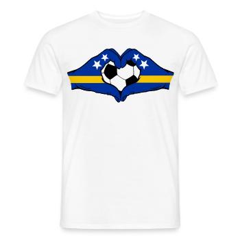 Mains du drapeau de Curaçao en forme de cœur - T-shirt homme - blanc - Devant - AI Model Male 178 dark (178cm)