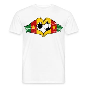 Cameroon Flag Hands Heart Shape Used - Men's T-Shirt - white - Front - AI Model Male 178 dark (178cm)