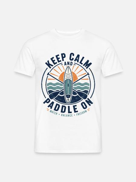 Keep Calm Paddle On SUP Shirt - Männer T-Shirt - Weiß