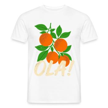 Olá Retro Orange Plants Holiday Greeting - Men's T-Shirt - white - Front - AI Model Male 178 dark (178cm)