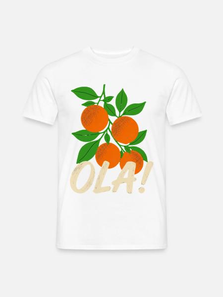 Olá Retro Orangen Pflanzen Urlaubs-Gruß - Männer T-Shirt - Weiß