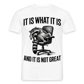 Raccoon - It is what it is - Büro Humor - Men's T-Shirt - white - Front - AI Model Male 178 dark (178cm)