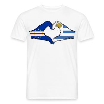 Cap-Vert Drapeau de l’Uruguay Mains en forme de cœur - T-shirt homme - blanc - Devant - AI Model Male 178 dark (178cm)