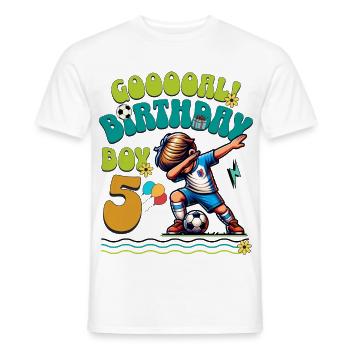 5 . Birthday Football - Men's T-Shirt - white - Front - AI Model Male 178 dark (178cm)