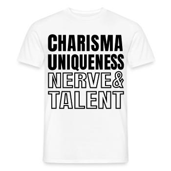 Charisma Uniques Nerve and Talent Text Quote SVG - Men's T-Shirt - white - Front - AI Model Male 178 dark (178cm)