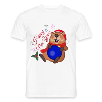 Neujahrskapybara - Männer T-Shirt - Weiß - Vorne - AI Model Male 178 dark (178cm)