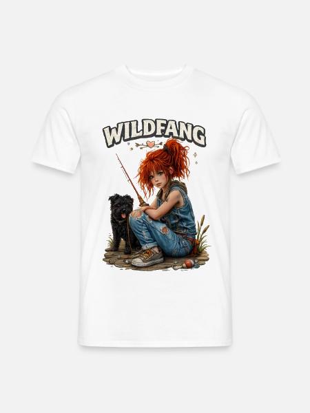 Wildfang –Freigeist Mädchen mit Hund und Abenteuer - Männer T-Shirt - Weiß