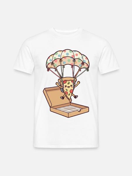 Pizza Fallschirm Skydiving - Männer T-Shirt - Weiß