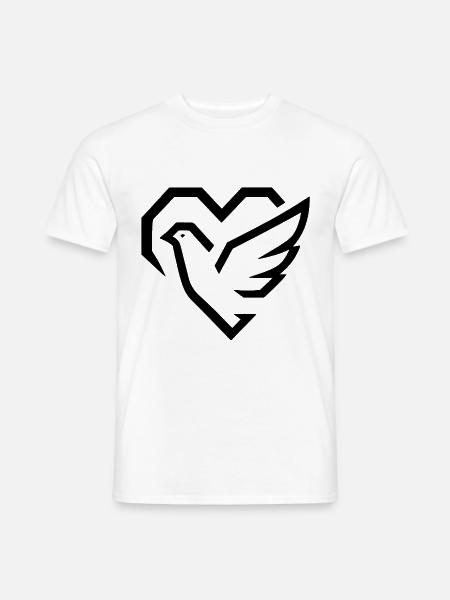 Schwarze HerzTaube - Männer T-Shirt - Weiß