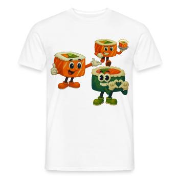 Happy sushi crew - T-shirt homme - blanc - Devant - AI Model Male 178 dark (178cm)