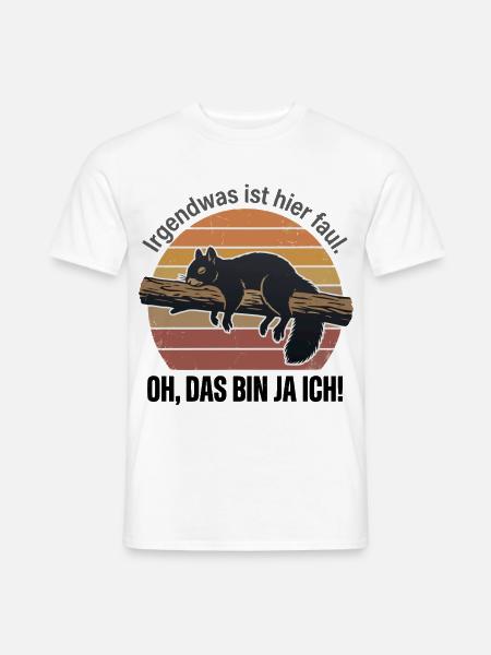 Eichhörnchen Faul Spruch - Männer T-Shirt - Weiß