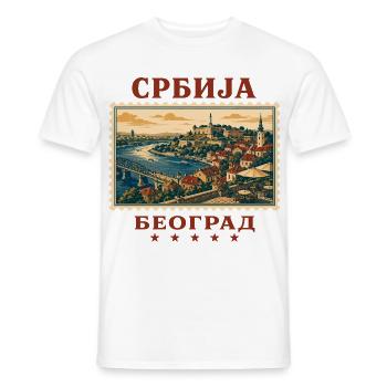 Serbien Belgrad Vintage Reisemarke - Männer T-Shirt - Weiß - Vorne - AI Model Male 178 dark (178cm)