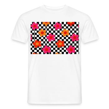 Motif de pop en flambeur à damier - T-shirt homme - blanc - Devant - AI Model Male 178 dark (178cm)