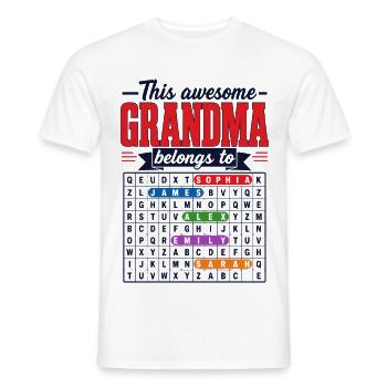 Cette Super Mamie Appartient À | Mots Mêlés - T-shirt homme - blanc - Devant - AI Model Male 178 dark (178cm)