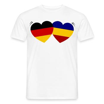 Flag Hearts Duo Romania Germany - Men's T-Shirt - white - Front - AI Model Male 178 dark (178cm)