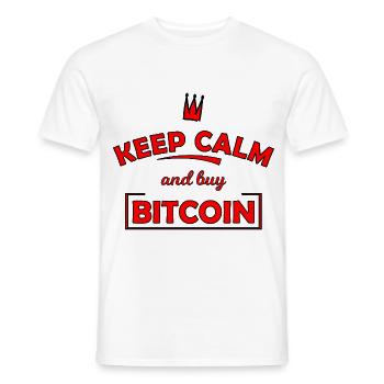 Restez calme Bitcoin Print - T-shirt homme - blanc - Devant - AI Model Male 178 dark (178cm)