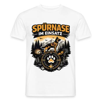 Spürnase im Einsatz Rettungshund - Männer T-Shirt - Weiß - Vorne - AI Model Male 178 dark (178cm)