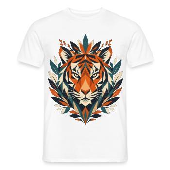 Geometric tiger and foliage - Men's T-Shirt - white - Front - AI Model Male 178 dark (178cm)