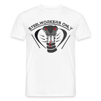 Steelworkers_only_001 - Men's T-Shirt - white - Front - AI Model Male 178 dark (178cm)