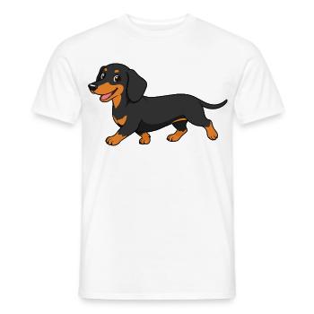 Image of a dachshund in cartoon style - Men's T-Shirt - white - Front - AI Model Male 178 dark (178cm)