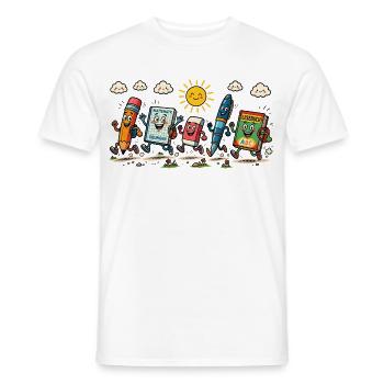 Fröhliche Schulsachen auf dem Schulweg - Männer T-Shirt - Weiß - Vorne - AI Model Male 178 dark (178cm)