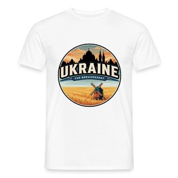 Insigne du champ de blé Ukrainien rétro - T-shirt homme - blanc - Devant - AI Model Male 178 dark (178cm)